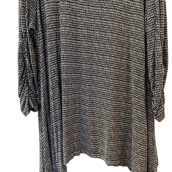 Philosophy Womens Tunic Black White Long Ruched Sleeve Asymmetrical Hem Size XXL - Picture 3 of 10